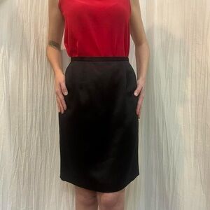 Black Satin Pencil Skirt by Harve Benard Classic Office Siren Goth